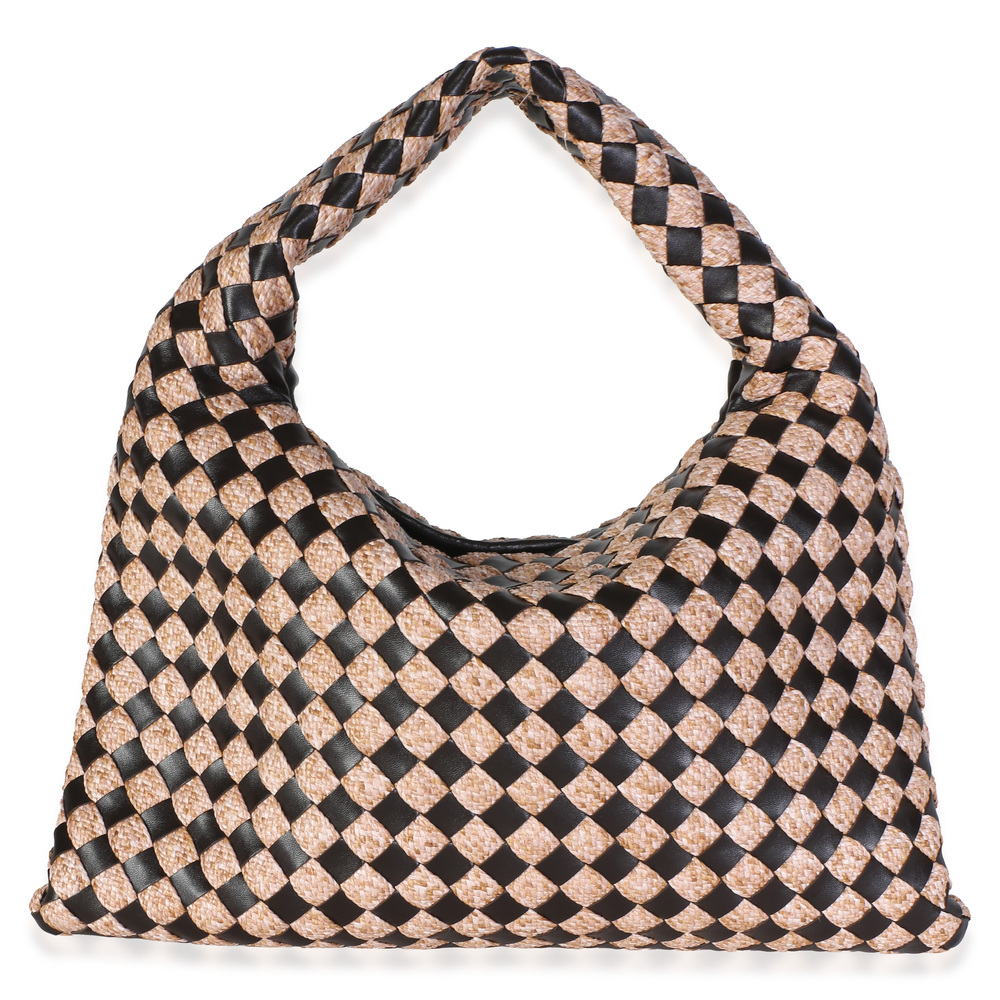 Bottega Veneta Fondant Natural Nappa Raffia Intrecciato Small Hop Hobo